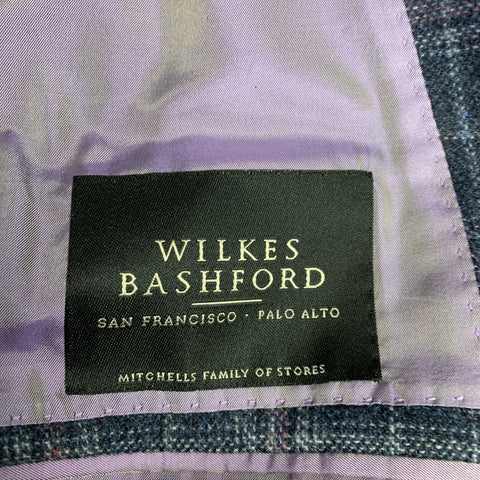SARTORIA PARTENOPEA Size 42 Grey Purple Plaid Wool Cashmere Sport Coat