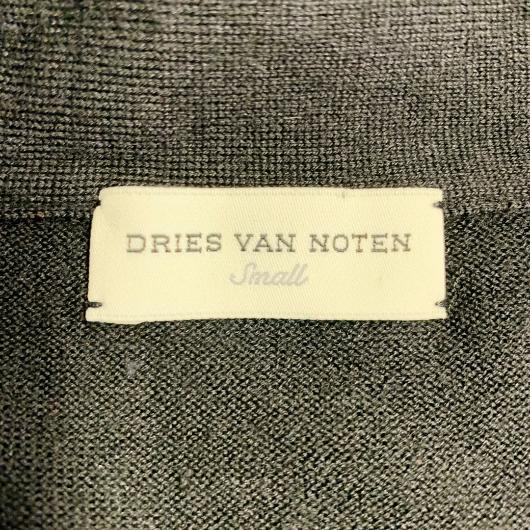 DRIES VAN NOTEN Size S Black Merino Wool Blend Jersey V-Neck Pullover