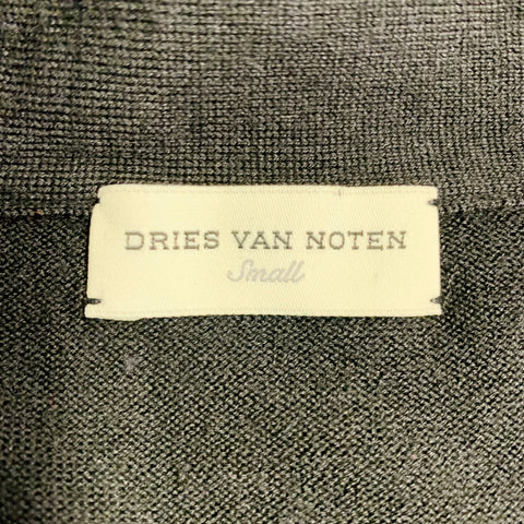 DRIES VAN NOTEN Size S Black Merino Wool Blend Jersey V-Neck Pullover