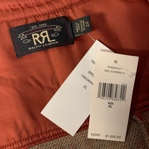 RRL by RALPH LAUREN Size XL Red Patchword Shirt Jacket