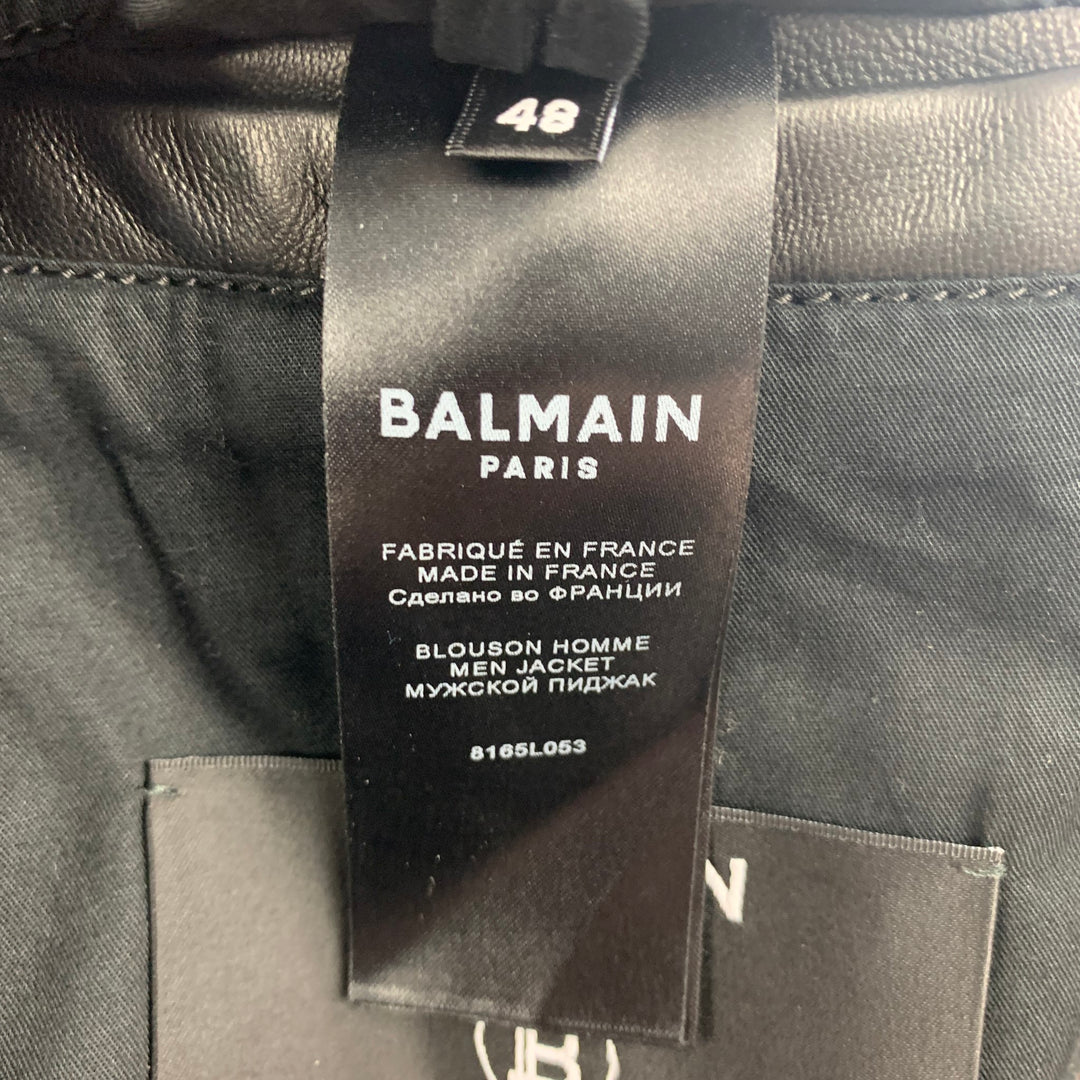 BALMAIN By Olivier Rousteing Size 38 Black Leather Motorcycle Jacket