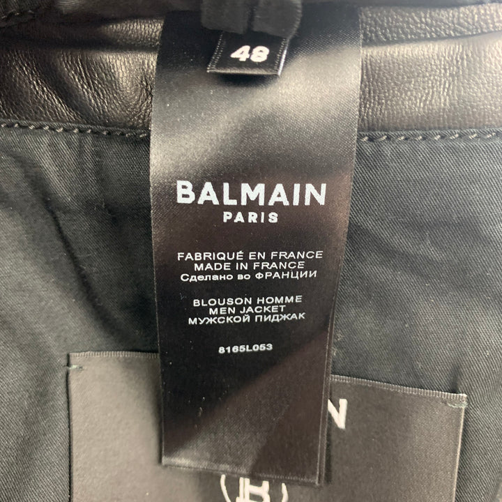 BALMAIN By Olivier Rousteing Size 38 Black Leather Motorcycle Jacket