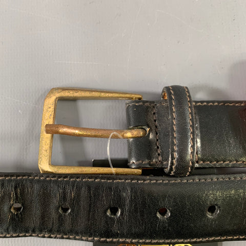 NEIMAN MARCUS Size 36 Black Brass Leather Belt
