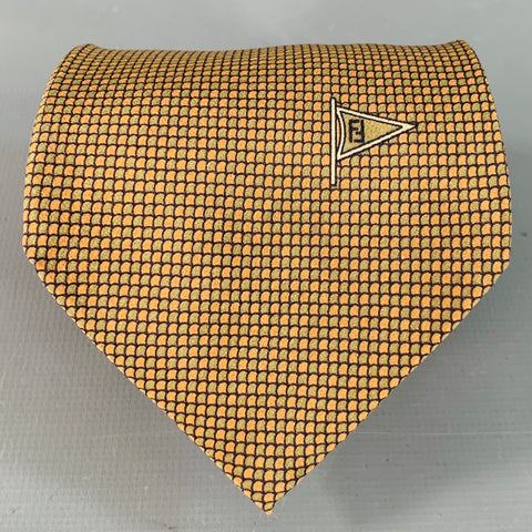 FENDI Vintage Beige Taupe Dots Silk Tie