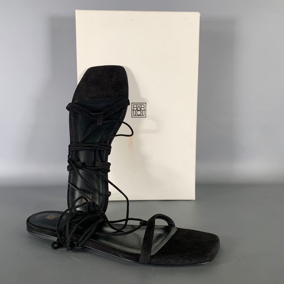 TOTEME Size 7.5 Black Leather Suede Strappy Sandals