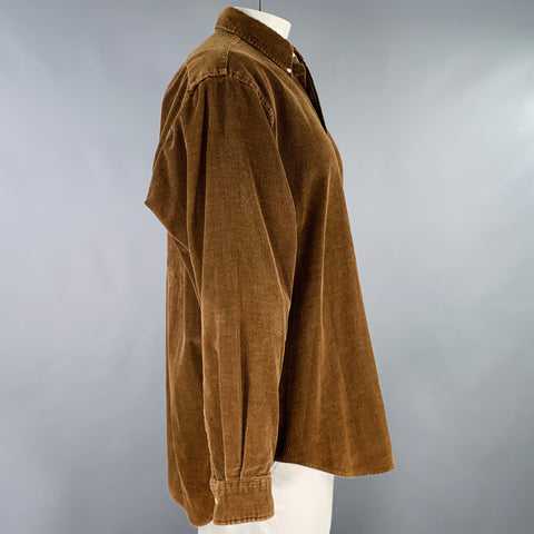 RALPH LAUREN Size XL Brown Corduroy Cotton Button Down Long Sleeve Shirt