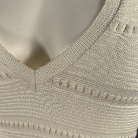 DSQUARED2 Size M White Rayon Polyamide Textured Short Sleeve Dress