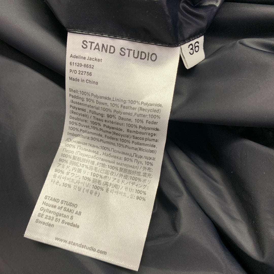 STAND STUDIO Size S -Adeline- Black Nylon Quilted Hooded Coat