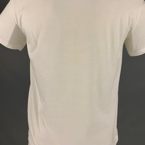 VALENTINO Size L White Flamingo Print Cotton Crew Neck T-shirt