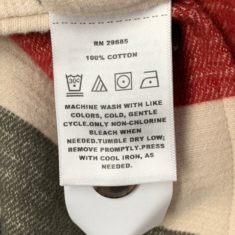 PENDLETON Size L Cream Multi Color Stripe Cotton Oversized Long Sleeve Shirt