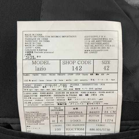 SUITSUPPLY Talla 36 Traje cruzado de lana negro