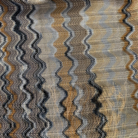 MISSONI Beige Multi Color Zig Zag Viscose Knit Fringe Scarf Shawl