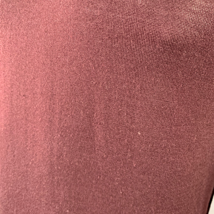 LANVIN Size L Burgundy Wool Blend V-Neck Pullover