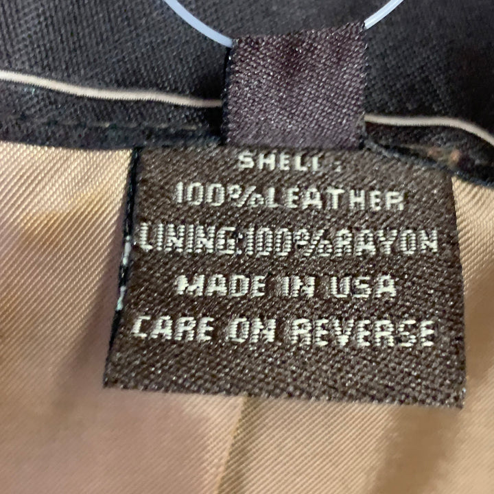 COACH Size 8 Brown Gold Leather Zip Pockets Jacket