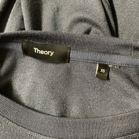 THEORY Size XS Navy Solid Modal Blend Crew Neck Pullover