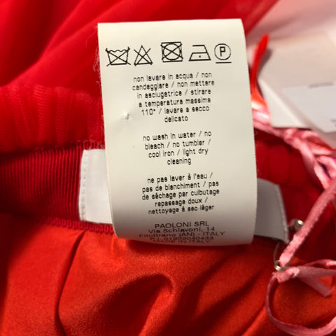 MSGM Size 6 Red Polyamide Mesh Asymmetrical Skirt
