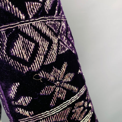 EMILIO PUCCI Size 38 Purple Silver Geometric Embroidery Velvet Shawl Sport Coat