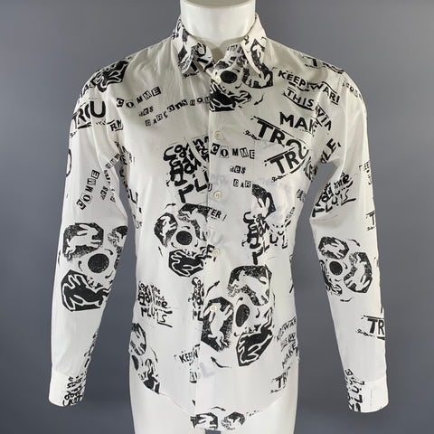 COMME des GARCONS HOMME PLUS Size S White Black Graphic Long Sleeve Shirt