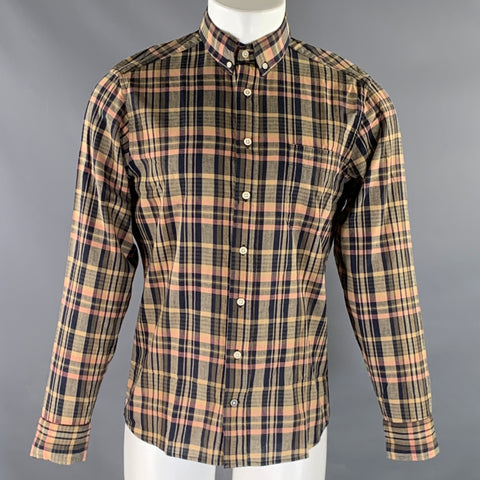 TAYLOR STITCH Size M Blue Multi-Color Plaid Cotton Button Down Long Sleeve Shirt