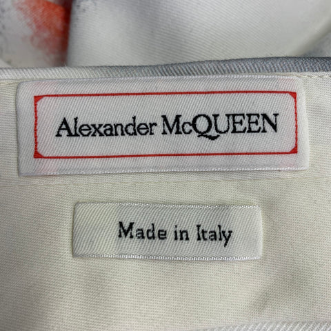 ALEXANDER MCQUEEN Size 40 White Multi Color Print Cotton Flat Front Dress Pants