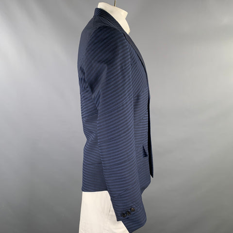COMME des GARCONS HOMME PLUS Size L Blue Navy Stripe Wool Sport Coat