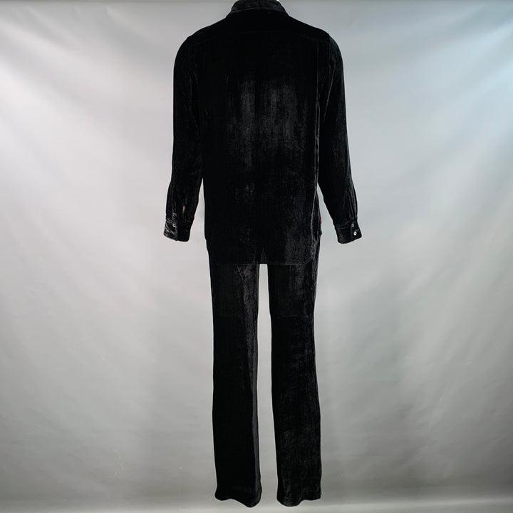 SIES MARJAN Size S Black Velvet Silk Cotton Button Up Shirt Pants Set