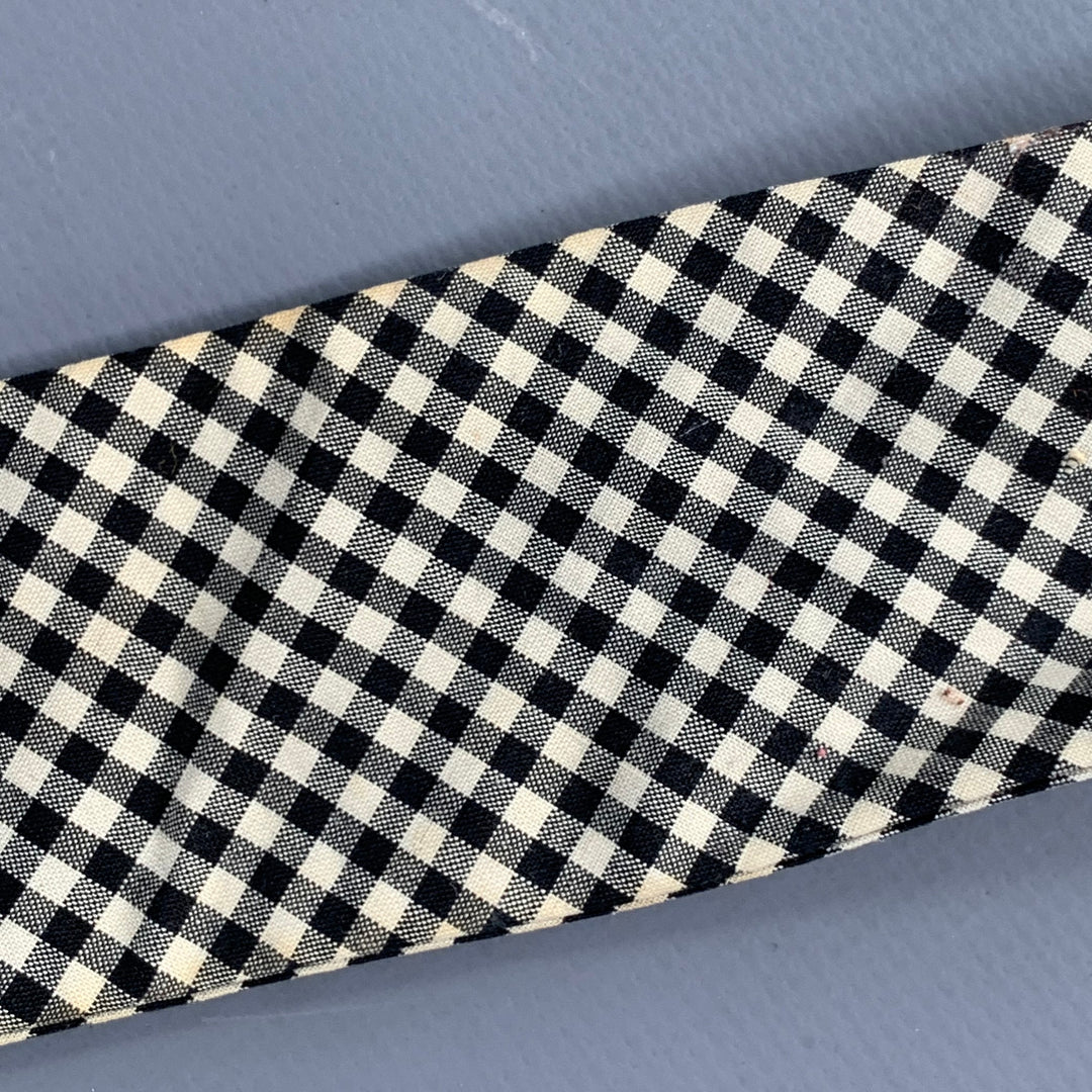 NEIMAN MARCUS Black White Gingham Cotton Batwing Bow Tie