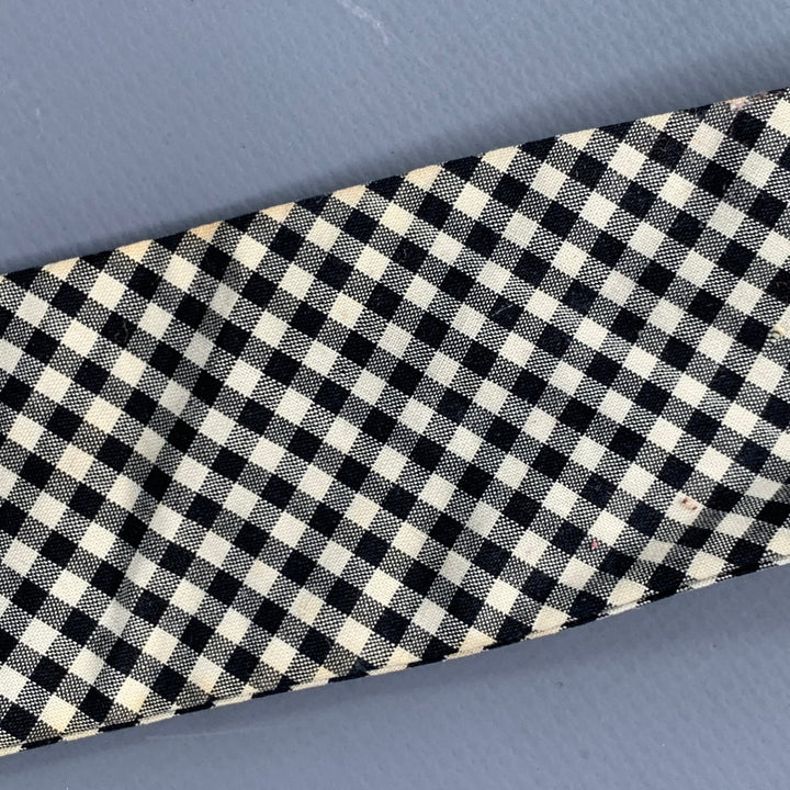 NEIMAN MARCUS Black White Gingham Cotton Batwing Bow Tie