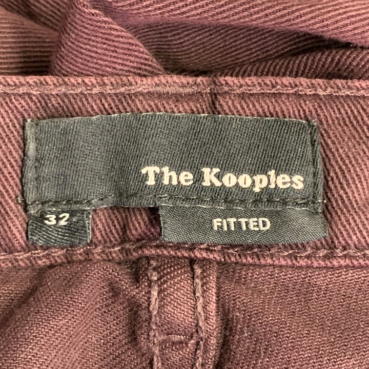 THE KOOPLES Size 32 Burgundy Cotton Blend Twill Fitted Slim Straight Jeans
