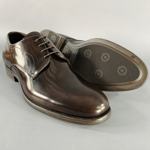ARMANI COLLEZIONI Size 8 Brown Leather Derby Lace-Up Shoes