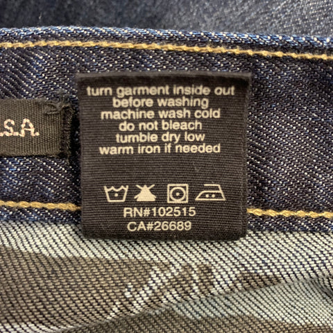 JOHN VARVATOS Size 32 Blue Distressed Cotton Blend Straight Jeans