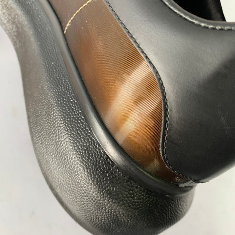 ALEXANDER MCQUEEN Size 11 Black Brown Shimmery Leather Chunky Sole Sneakers