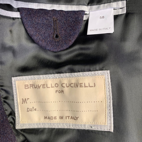 BRUNELLO CUCINELLI Size 48 Purple Wool Cashmere Coat