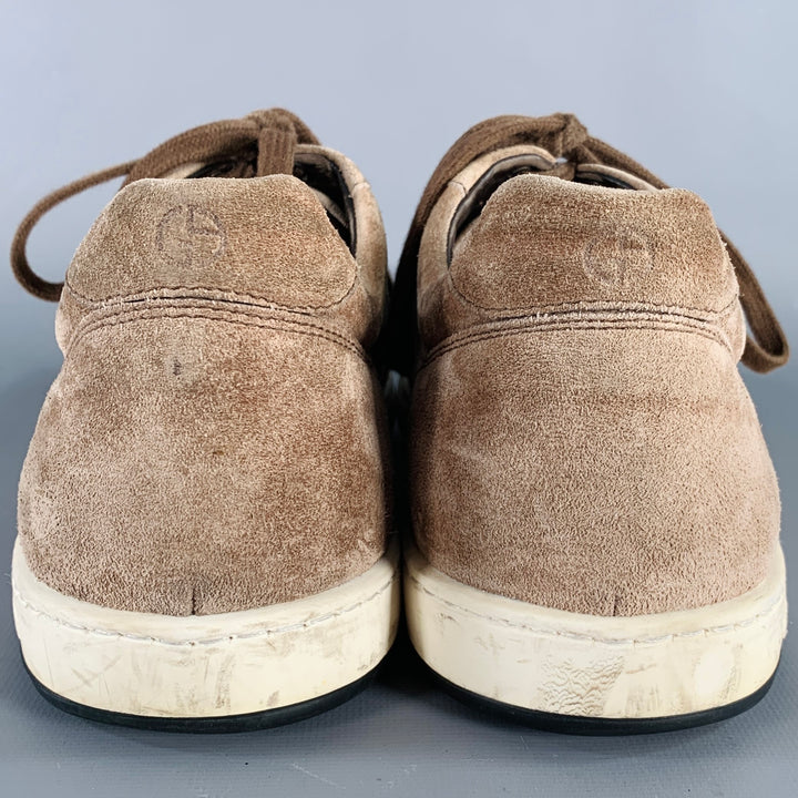 GIORGIO ARMANI Size 10 Brown Taupe Suede Low Top Sneakers