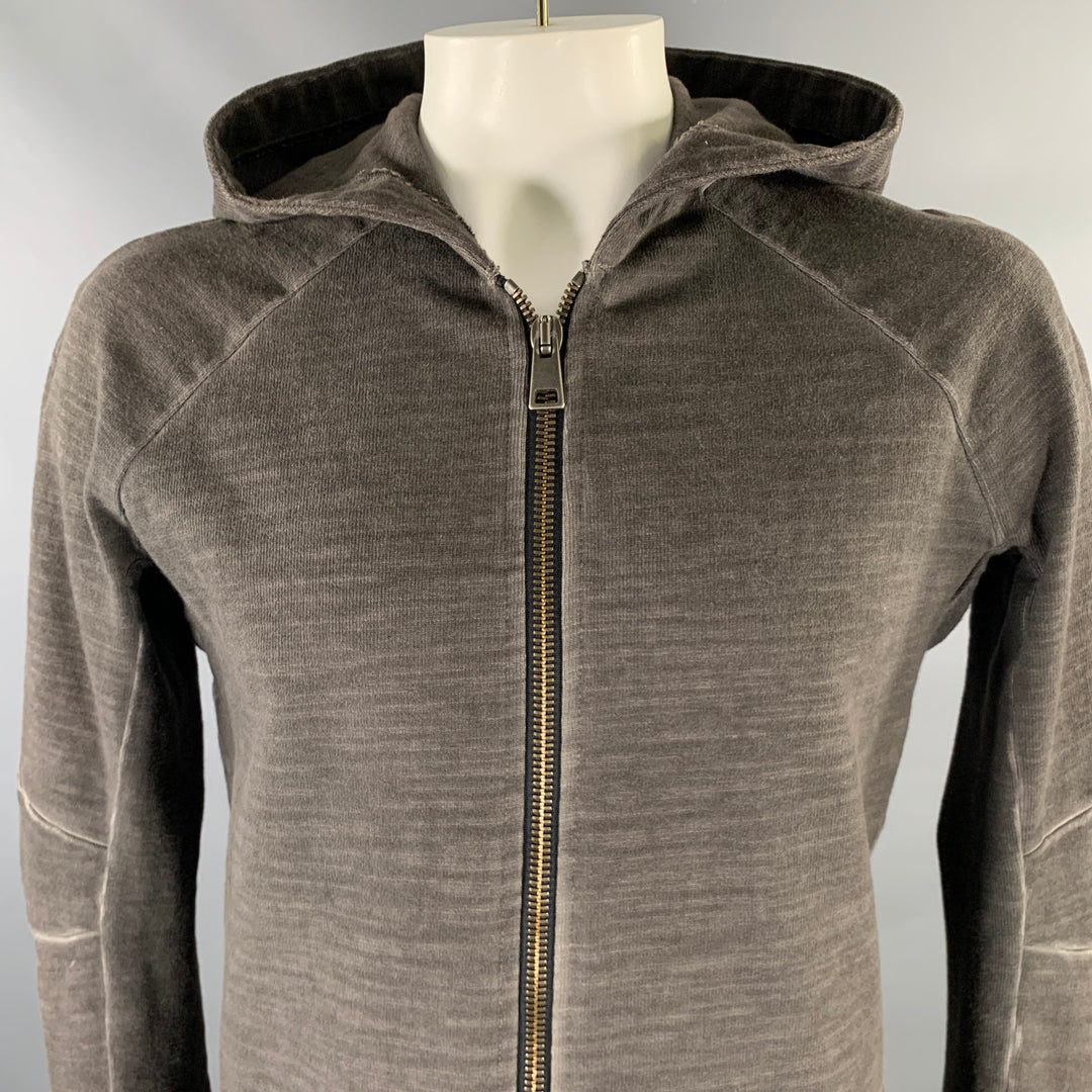 ANDREA YA'AQOV Size L Gray Dyed Cotton Hoodie Jacket