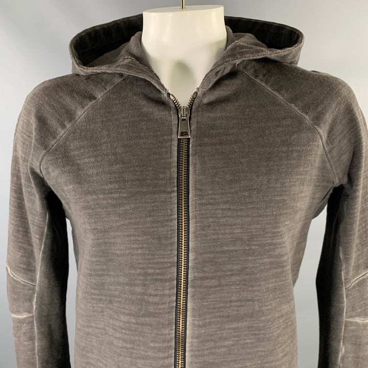 ANDREA YA'AQOV Size L Gray Dyed Cotton Hoodie Jacket