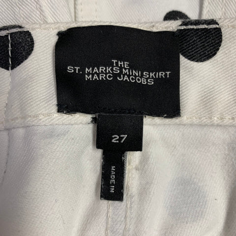 MARC by MARC JACOBS Size 27 White Black Cotton Polka Dot Mini Skirt