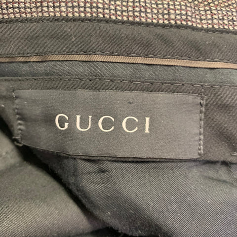 GUCCI Size 34 Black Grey Nailhead Wool Mohair Flat Front Dress Pants
