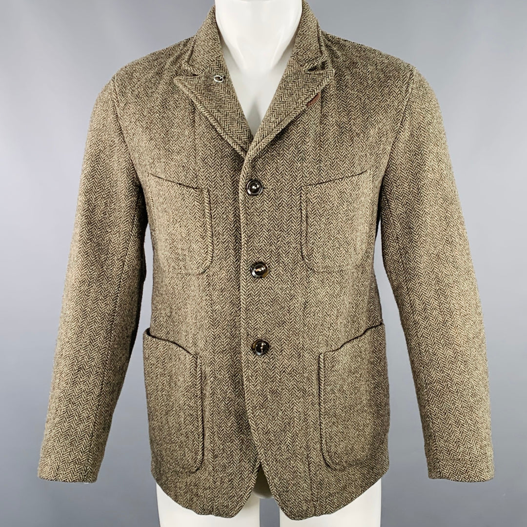 ENGINEERED GARMENTS Size S Taupe Brown Herringbone Peak Lapel Jacket