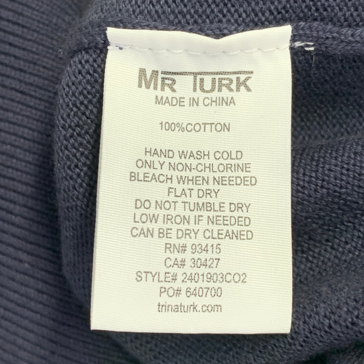 MR TURK Size XL Yellow Green Navy Ombre Cotton V-Neck Pullover