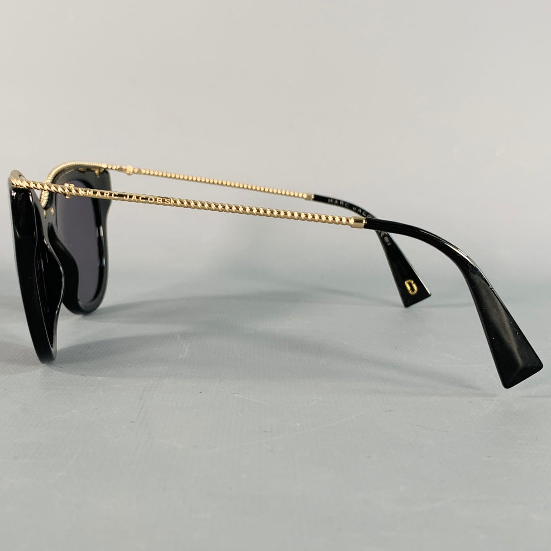 MARC JACOBS Black Gold Acetate Metal Oversized Round Sunglasses
