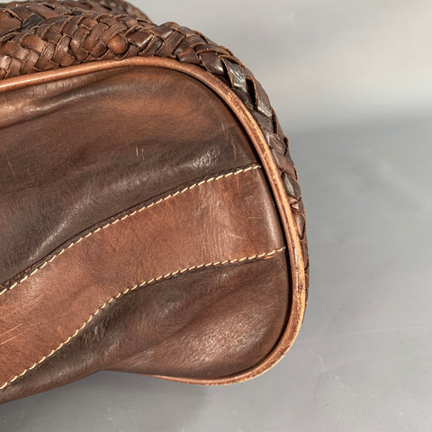 GIORGIO BRATO Brown Woven Leather Tote Handbag
