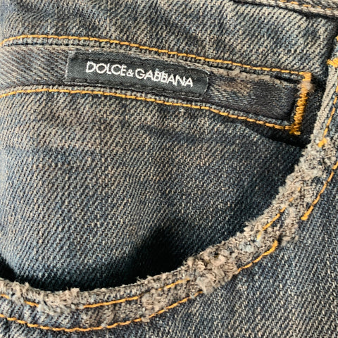 DOLCE & GABBANA Size 28 Grey Contrast Stitch Cotton Jeans