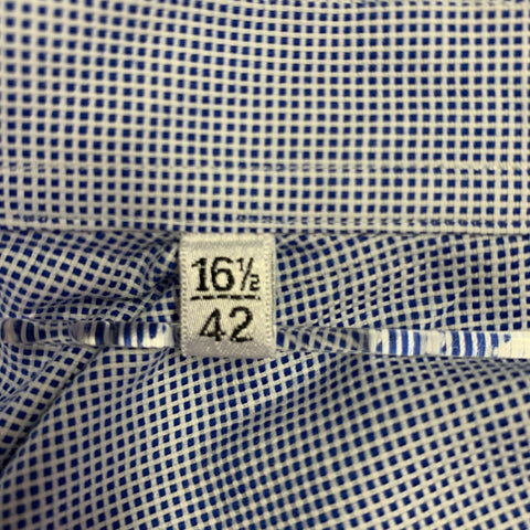 BALLANTYNE Size L Navy White Checkered Cotton Long Sleeve Shirt