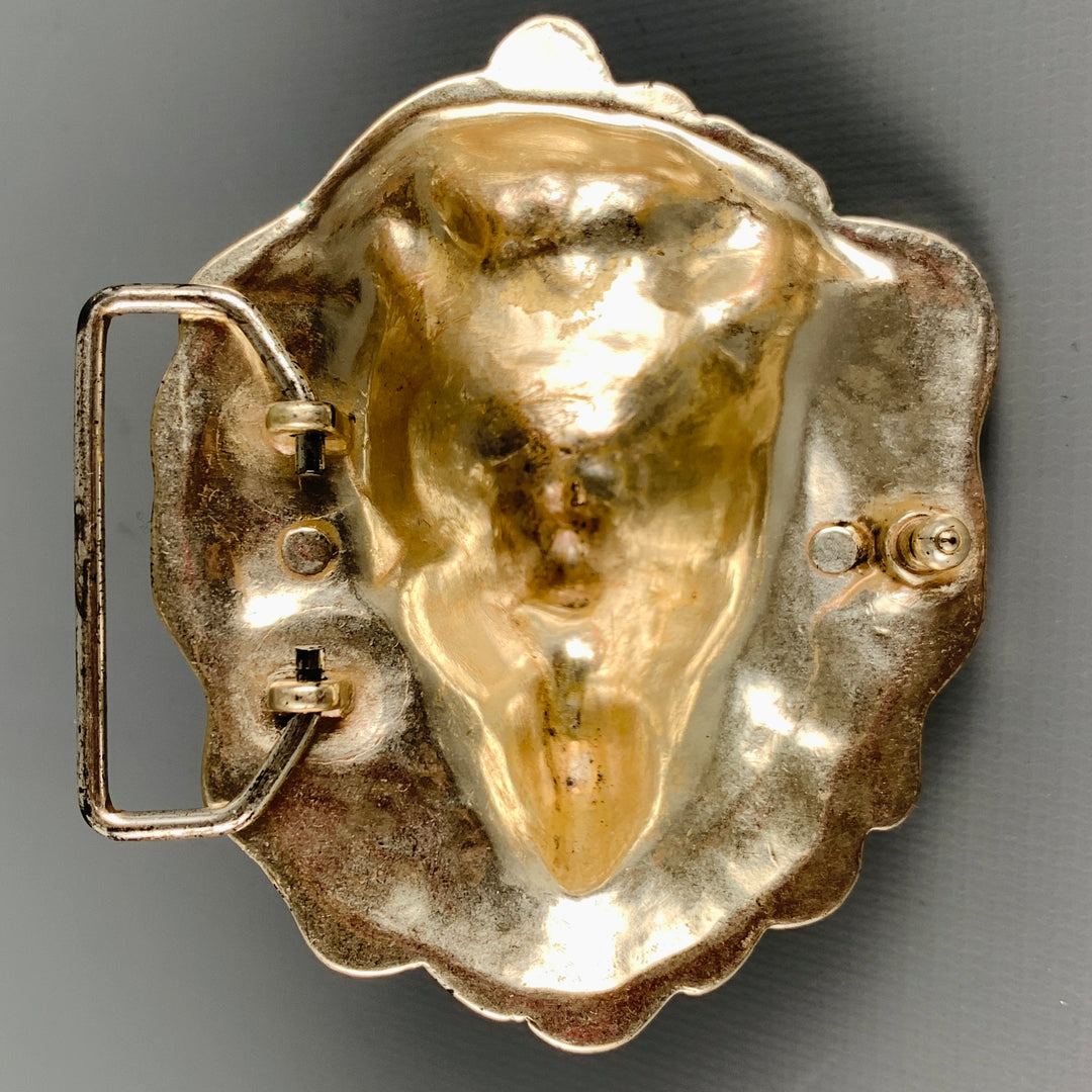 Boucle de ceinture tête de lion en métal argenté VINTAGE