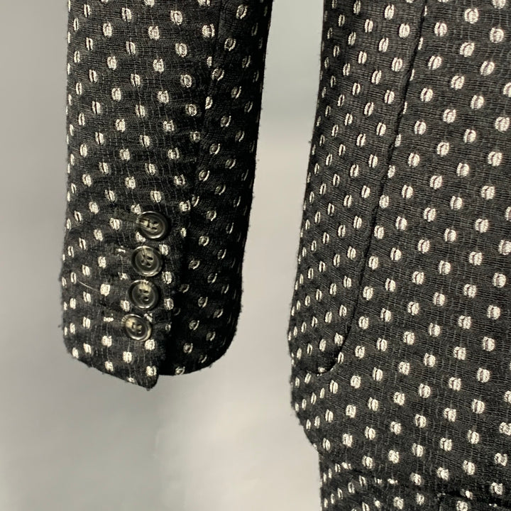 MR TURK Size 36 Regular Black White Perforated Polyester Notch Lapel Suit