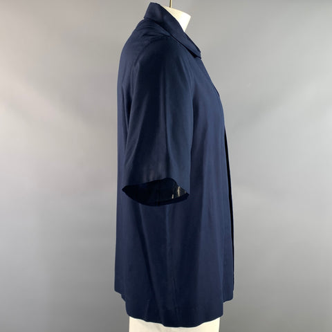 MAISON MARGIELA SS2021 Size L Navy Viscose Button Up Short Sleeve Shirt