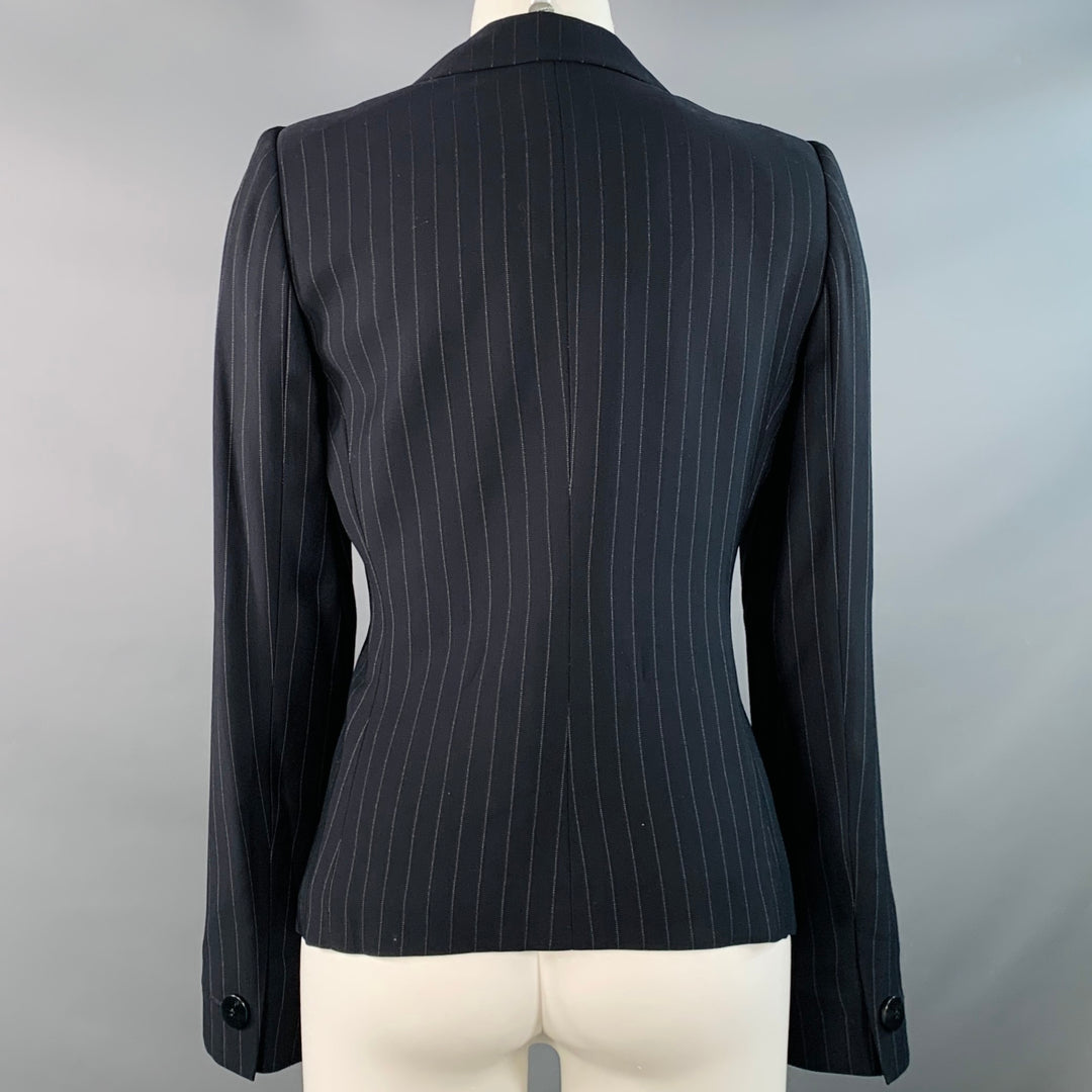 ARMANI COLLEZIONI Size 6 Navy Grey Pinstripe Jacket Blazer