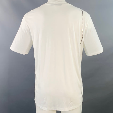 HAIDER ACKERMANN Size M White Silver Cotton Jersey Kintsugi Crew Neck T-shirt
