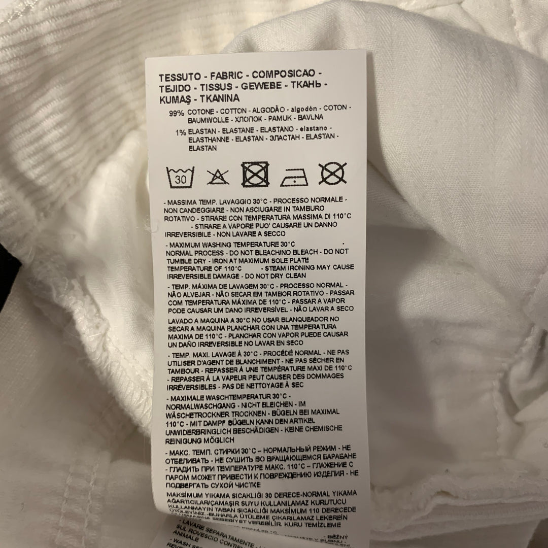 EMPORIO ARMANI Size 30 White Corduroy Cotton Elastane Casual Pants